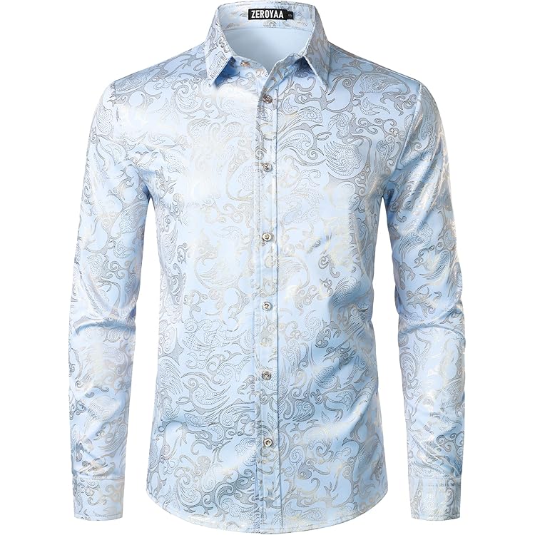 ZEROYAA - Camisa De Vestir De Manga Larga Para Hombre, Sin Arrugas