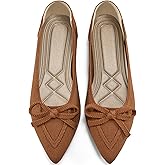 Ablanczoom Ballet Flats Shoes for Women: Dressy Pointed Toe Bow Knit Flats Comfortable Slip On Work Business Casual Shoes