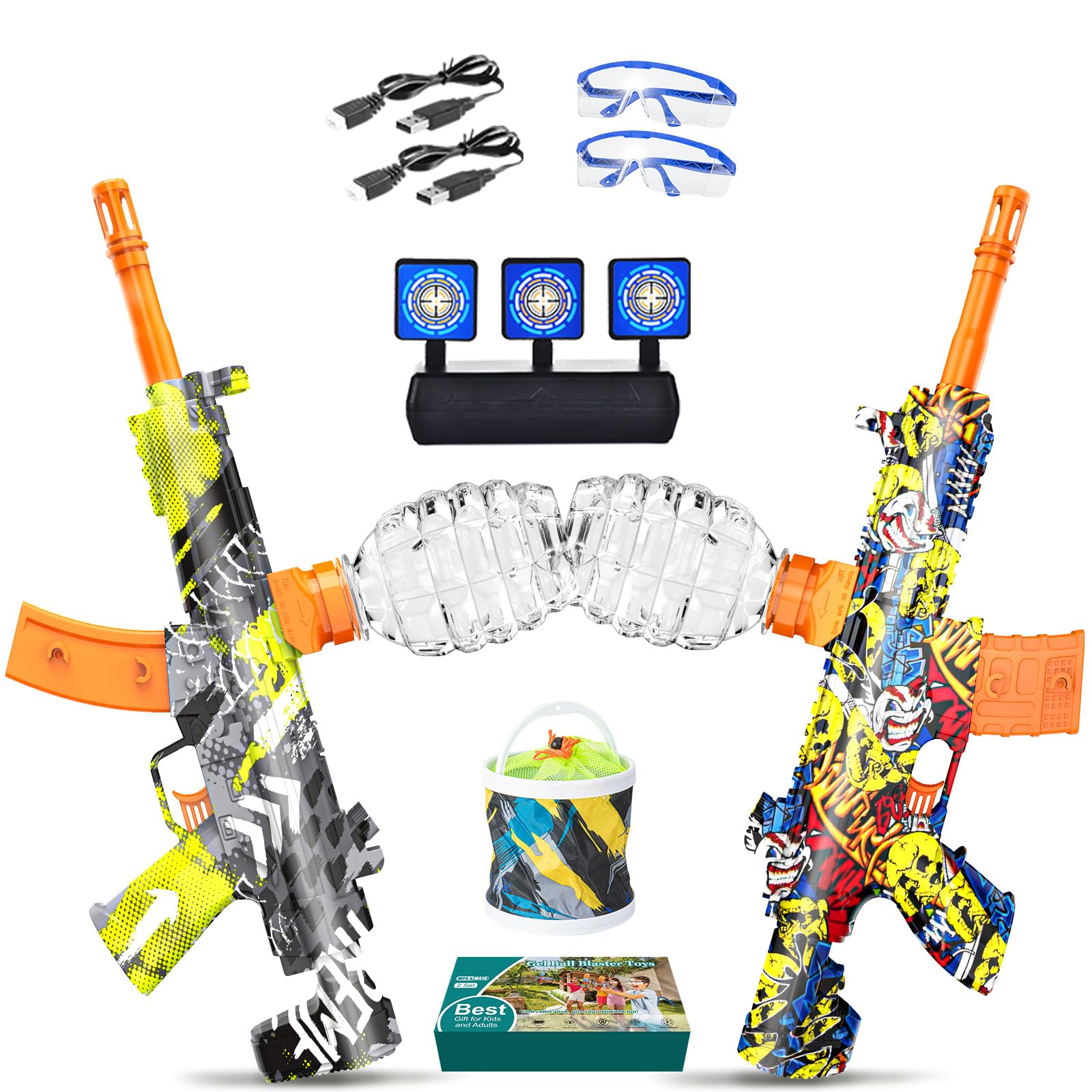 UTIJFOY 2 Set Gel Ball Blaster Toys, Funny Gel Ball Toys for Birthday, Outdoor Team Games, New Year, Daily Reward, Halloween.
