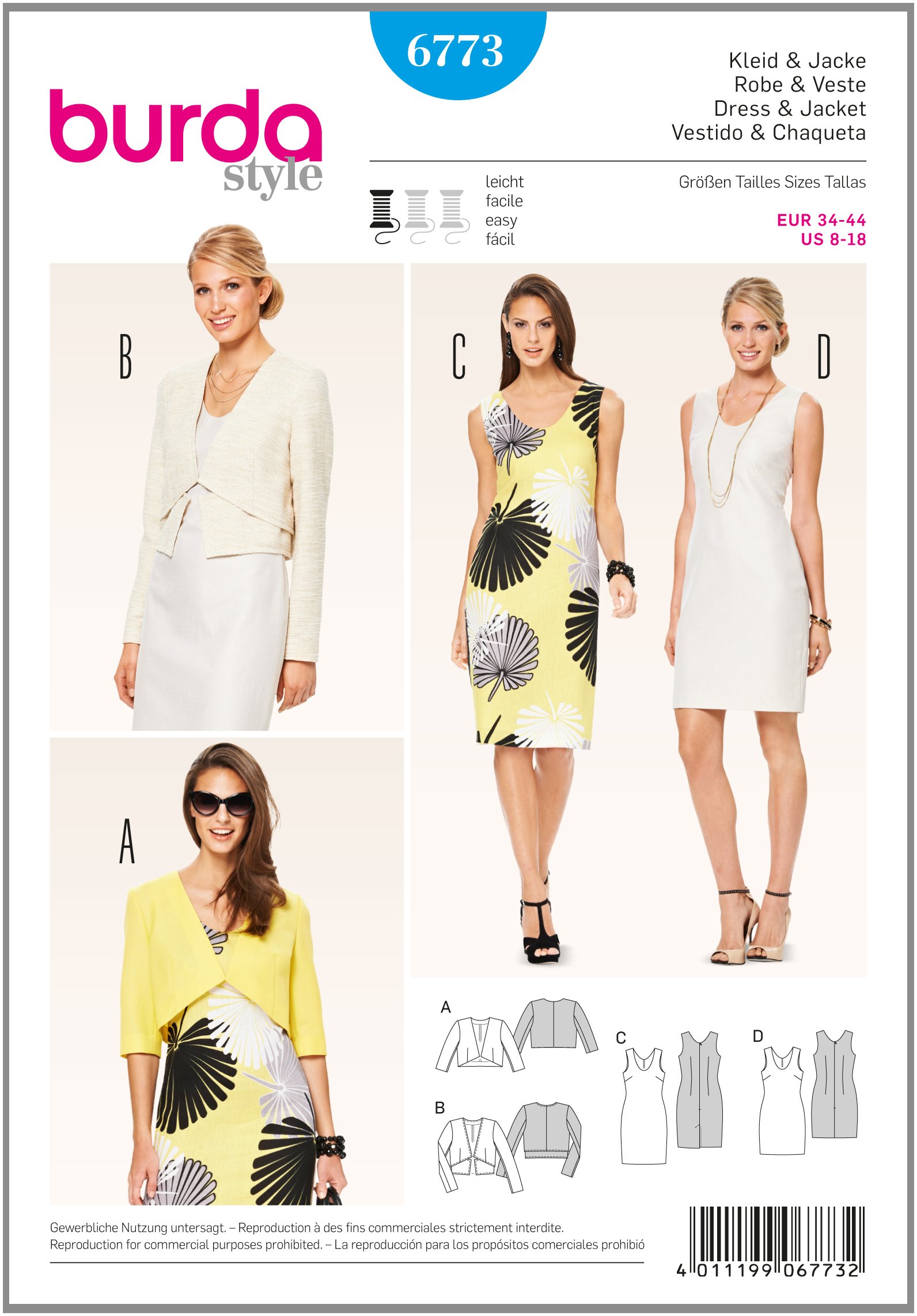 burda style Sewing Pattern B6773 Misses' Dress & Jacket