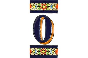 ART ESCUDELLERS Handpainted Ceramic Letter Tile, 4.29" x 2.13", Style: Traditional Islamic Geometric, Color: Letter 'O' - FLORES MEDIANO