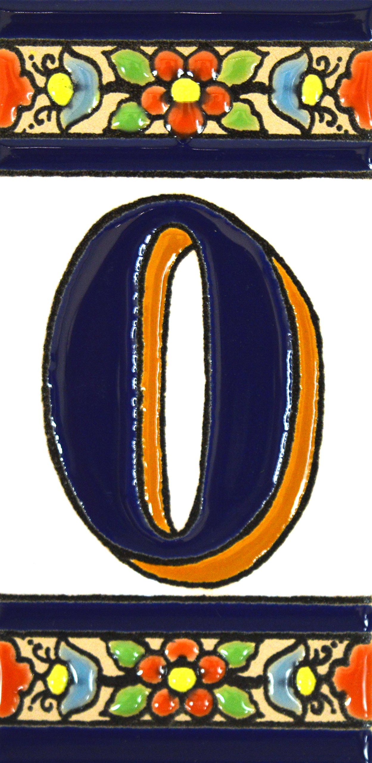 House letters 4 inch. Handpainted house letter tiles for signs, addresses and names. Address numbers for houses. House address numbers and letters. Design FLORES MEDIANO 4,29" x 2,13" (LETTER O)