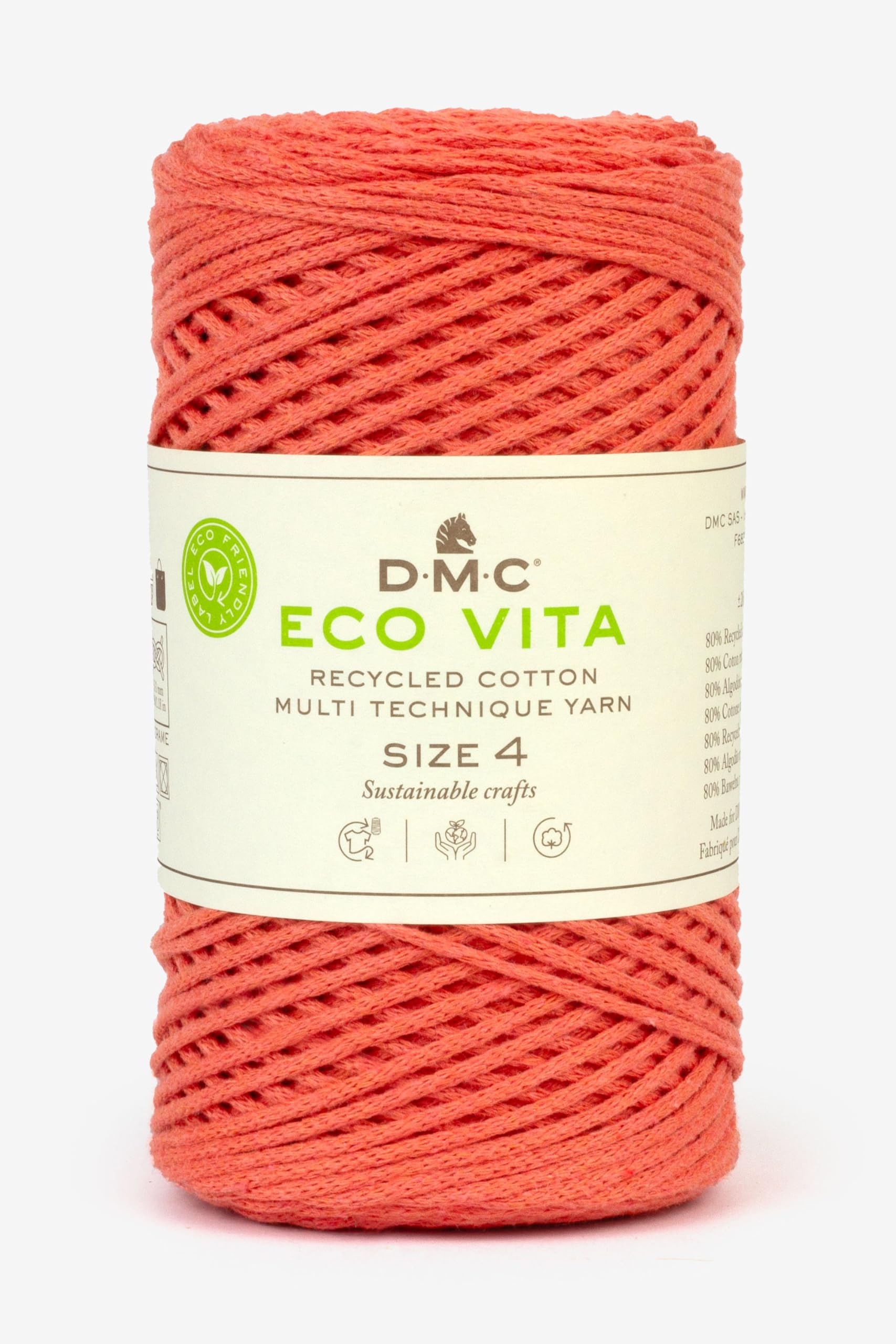 DMC Eco Vita 4, Coral Crochet Knitting Macrame Yarn, 250g — image 1