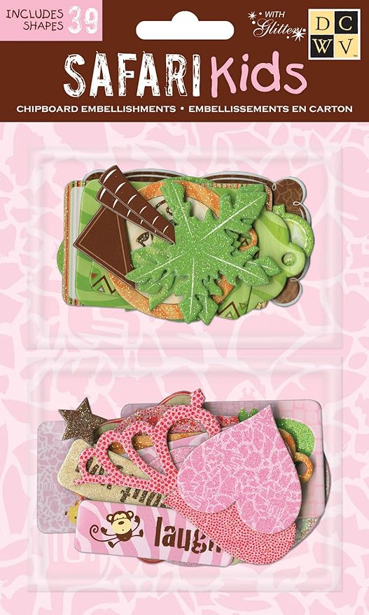 Amazon Com Dcwv Cp 012 Chipboard Shapes Girl Safari Kids