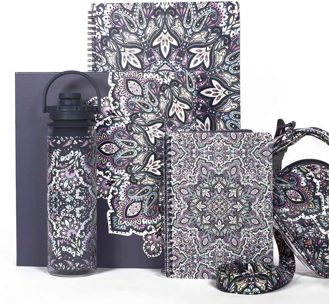 Vera Bradley Hardcover 3 Ring Binder, 1 Inch Round Rings with Interior Pockets, Bonbon Medallion : Office Products