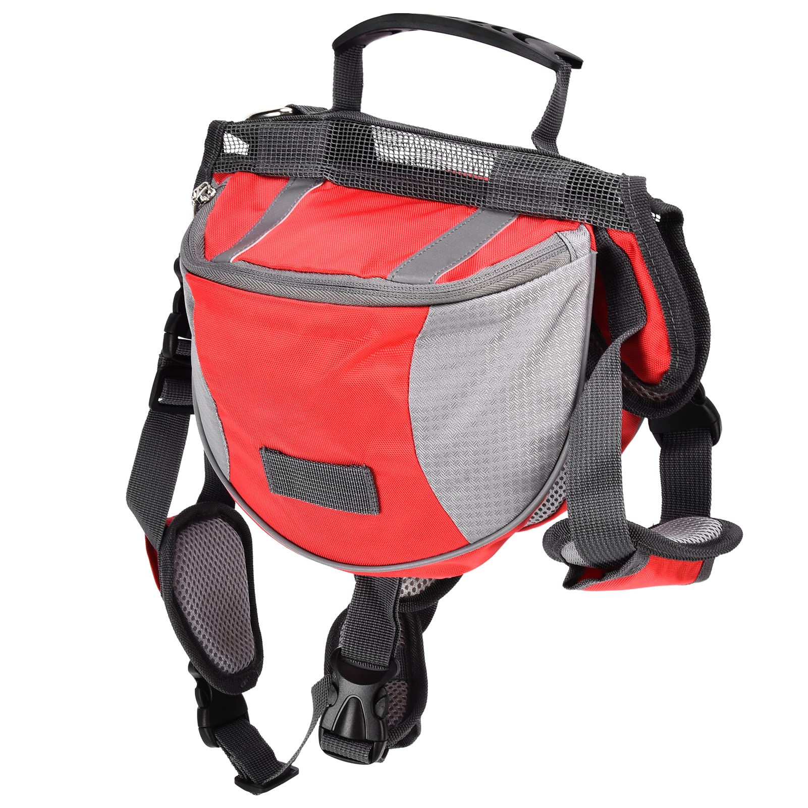 VINGVO Hound Dog Saddle Backpack, Nylon Material Wide Reflective Strip Wear Well Adjustable Dog Saddle Bag for Small Dogs for Medium Dogs for Large Dogs(red, M)