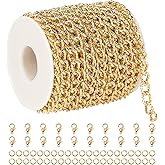 YOUBEIYEE 33 Feet Gold Plated Chain for Jewelry Making Aluminum Embossed Cable Necklace Chain for Women Jewelry Making Supplies