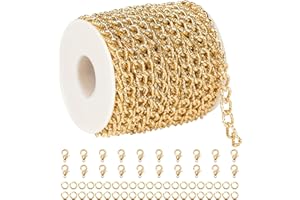 YOUBEIYEE 33 Feet Gold Plated Chain for Jewelry Making Aluminum Embossed Cable Necklace Chain for Women Jewelry Making Supplies