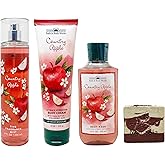 Bath & Body Works Country Apple - Trio Gift Set - Fine Fragrance Mist, Body Cream and Body Wash with a Cherry On Top Bar Soap
