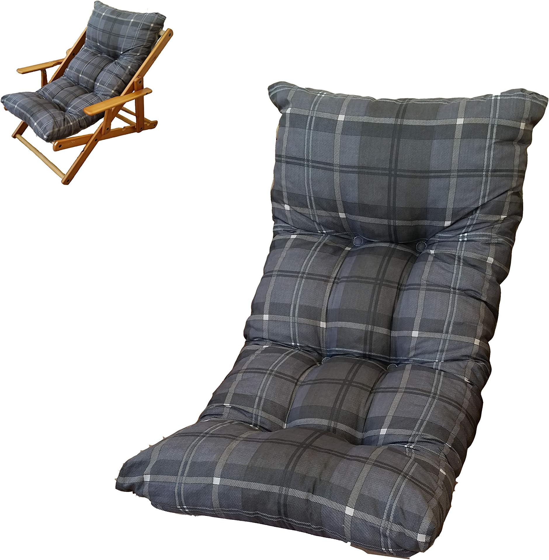 Spare Filled Cushion for Relax Armchair Cotton Fabric – Colour As Seen in Photos Grey Check