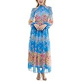 Maison Tara Womens Printed Long Sleeve Maxi Dress