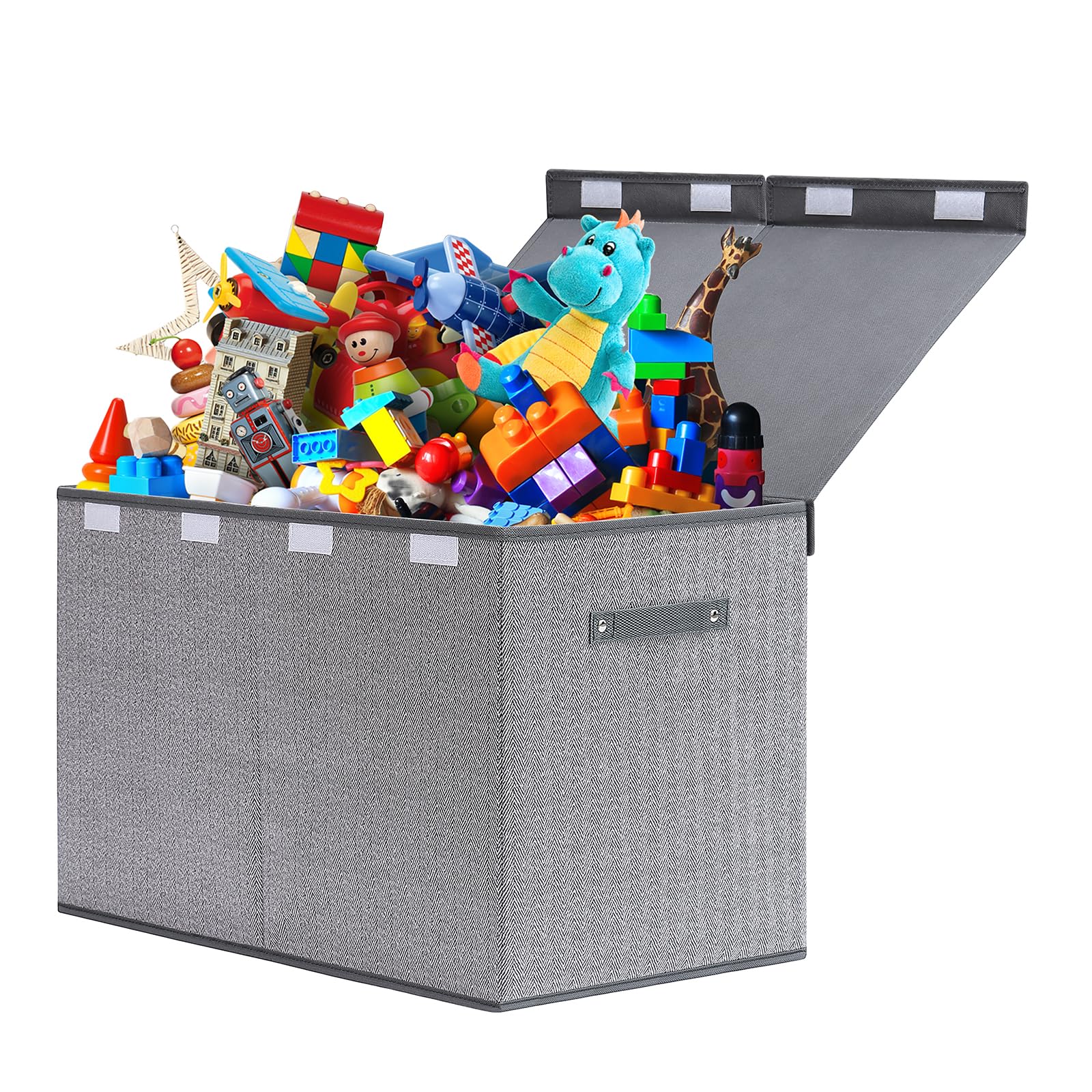 ELUCHANG Toy Storage Box, 81L Foldable Kids Toy Chests & Boxes for Boys Girls,Toy Storage Organiser with Flip-top Lid, Childrens Storage Box for Clothes, Bedroom,Playroom, Kindergarten,Grey