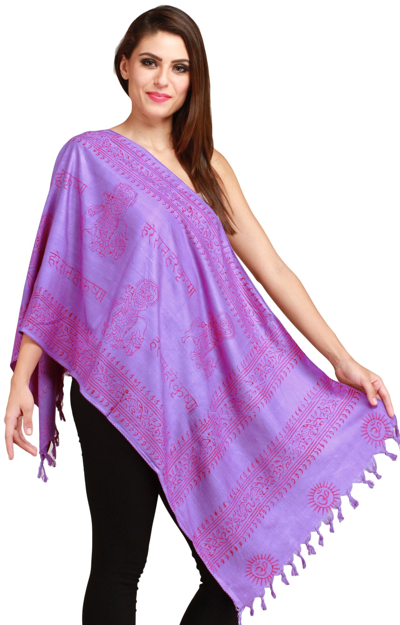 Exotic IndiaWomen's Cotton Scarf (SRB88_Purple_Free Size)