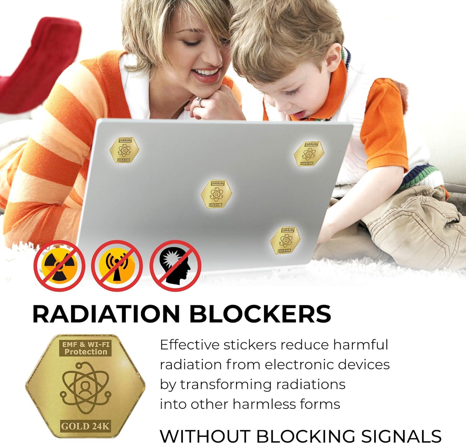 EMF&5G Blocker 6+1 pcs for Mobile Phones 2021 Latest Model – EMF Protection Cell Phone Stickers - 24K Gold EMF Pro Neutralizer - 5G Mobile Phone Protector - Anti-Radiation 7 Shilds for All Devices