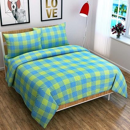 Dynamic Homes 100% Cotton Double Size Bed Bedsheet with 2 Pillow Covers (Multi Color)