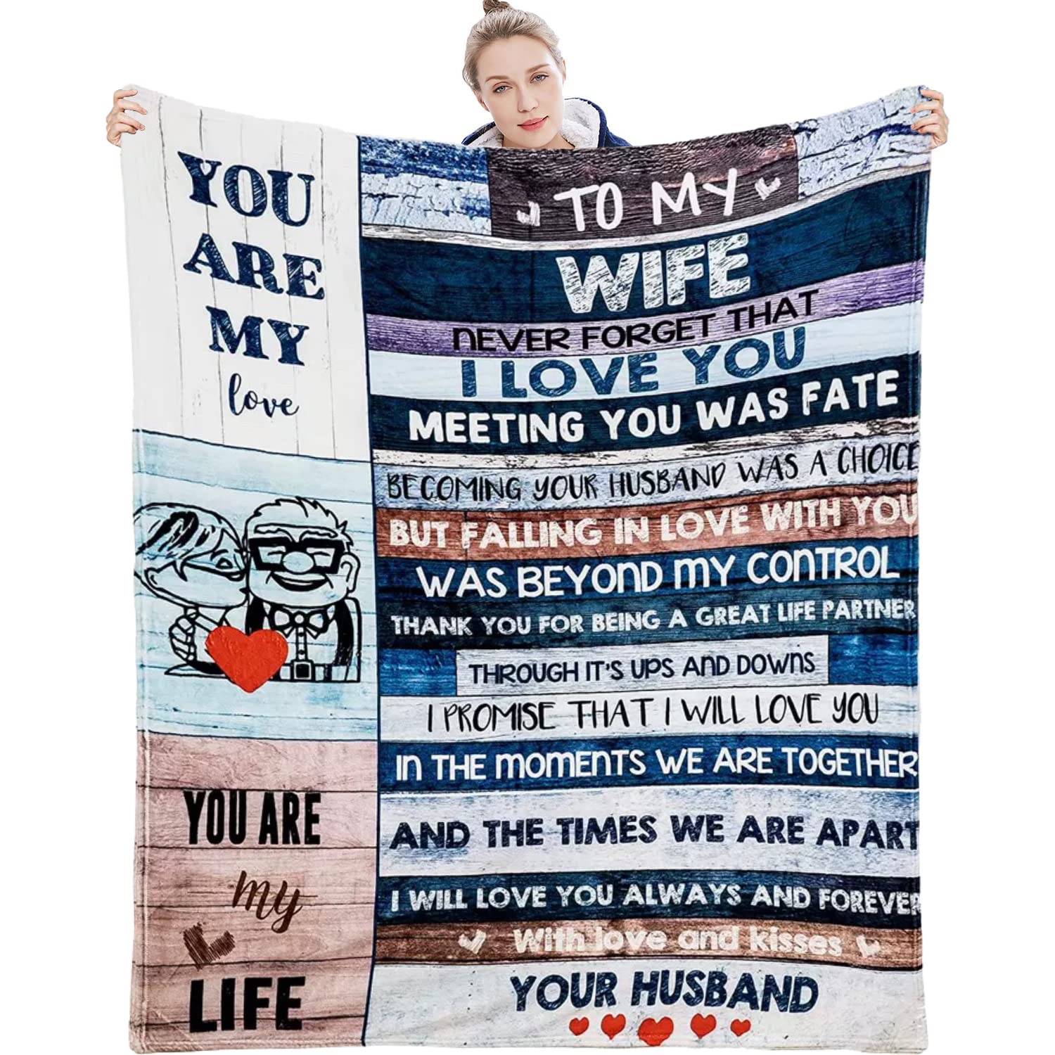 MORROWCAMP Gifts for Wife from Husband, to My Wife Blanket, Wedding Anniversary Romantic Gifts for Her, Presents for Wife, Female Birthday Gifts Ideas, Christmas Valentine's Day (150 x 200 CM, Blue)