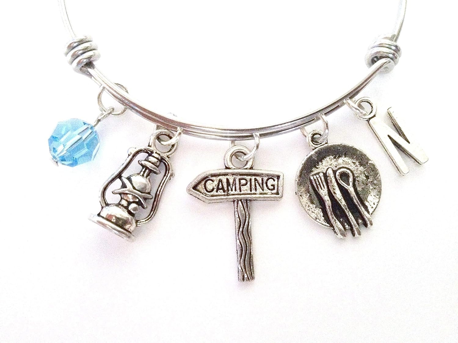 Camping Charm Bracelet Personalized Expandable Stainless