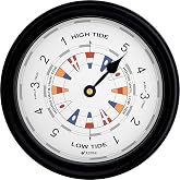 JUSTIME 8.5 Inch Atlantic Tide Clock for East Coast, High Tide Low Tide Clock with Plastic Water Resistant Case, Colorful Graphics Designed Home Wall D&eacute;cor(TT020-Flag Black)