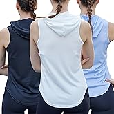 Womens Workout Hooded Tank Yoga Tops Running Shirts Quick Dry Gym Sleeveless Hoodie