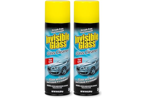 Invisible Glass 91164-2PK Premium Aerosol Glass Cleaner Spray for Car Windshields and Windows, Automotive and Home Window Cleaner, Streak-Free, Ammonia-Free, Tint-Safe – 19 oz (Pack of 2)