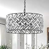 Crystal Ceiling Light Black Modern Chandelier