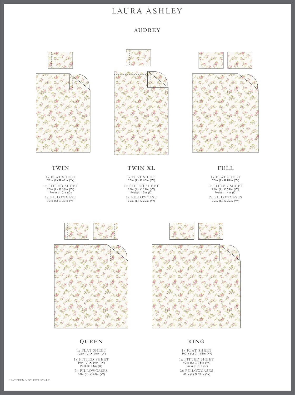 Laura Ashley Home | Flannel Collection | 100% Premium Cotton Bedding Sheet Set, Pre-Shrunk & Brushed For Extra Softness, Comfort, and Cozy Feel, Twin, Audrey Pink: Home & Kitchen