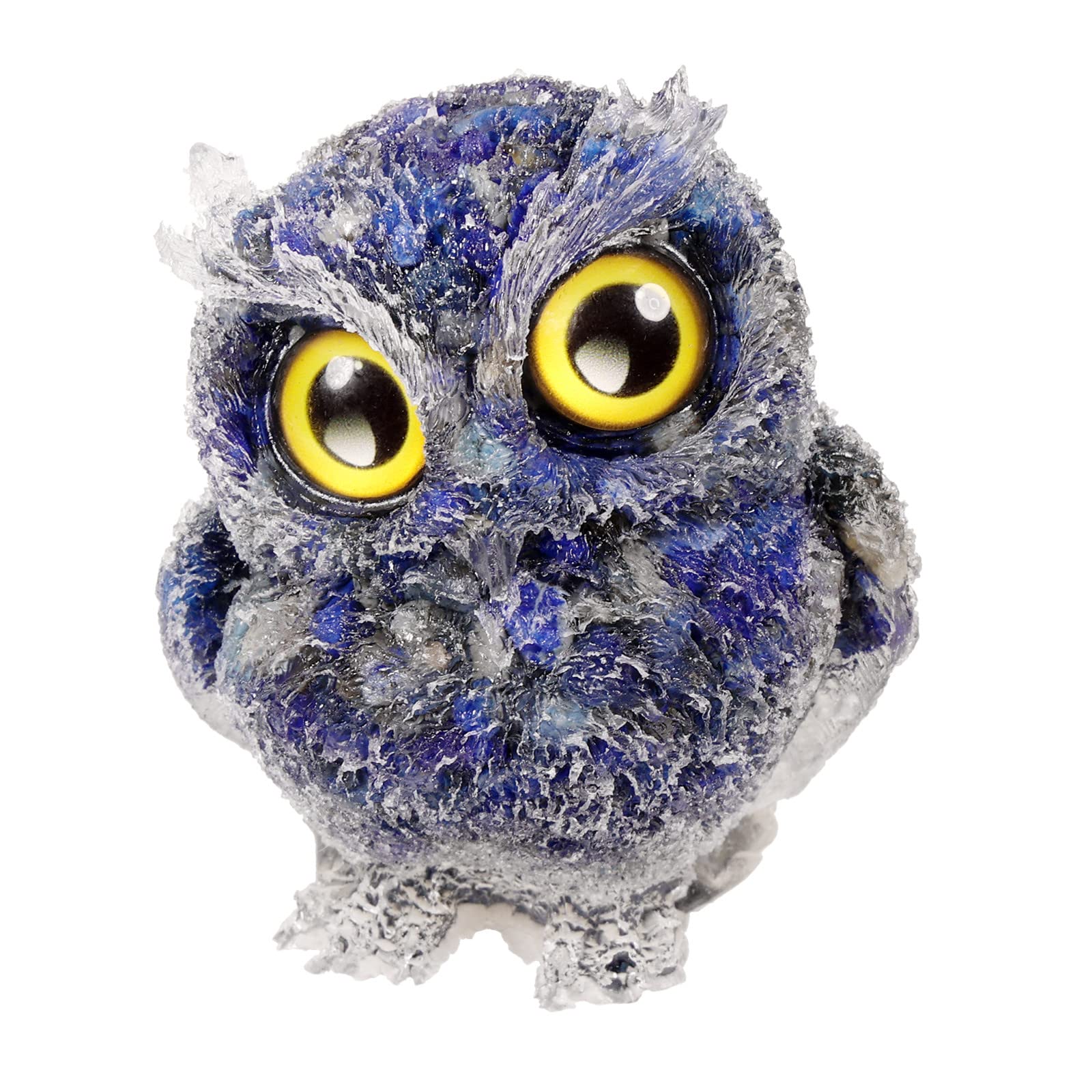 mookaitedecor 3 Inch Lapis Lazuli Crystal Owl Figurine Ornament for Home Office Decor Housewarming Gift Large Blue Owl Gift for Men Women, Resin Stone Animal Sculpture Statue Good Luck Ornament