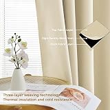 MRTREES Blackout Curtains 66 Drop 2 Panels Biscotti Beige Eyelet 46x66 in view 3