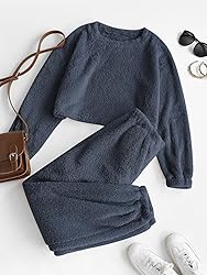 ZAFUL Women's Fuzzy Lounge Casual Pajamas Sets Long