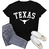 Potia Texas Shirts for Women Texas State Longhorn T-Shirt Casual Texans Pride Cowgirl Tee Tops