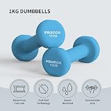 PROIRON Neoprene Dumbbell Weights Pair 1kg 2x1kg Light Blue view 2