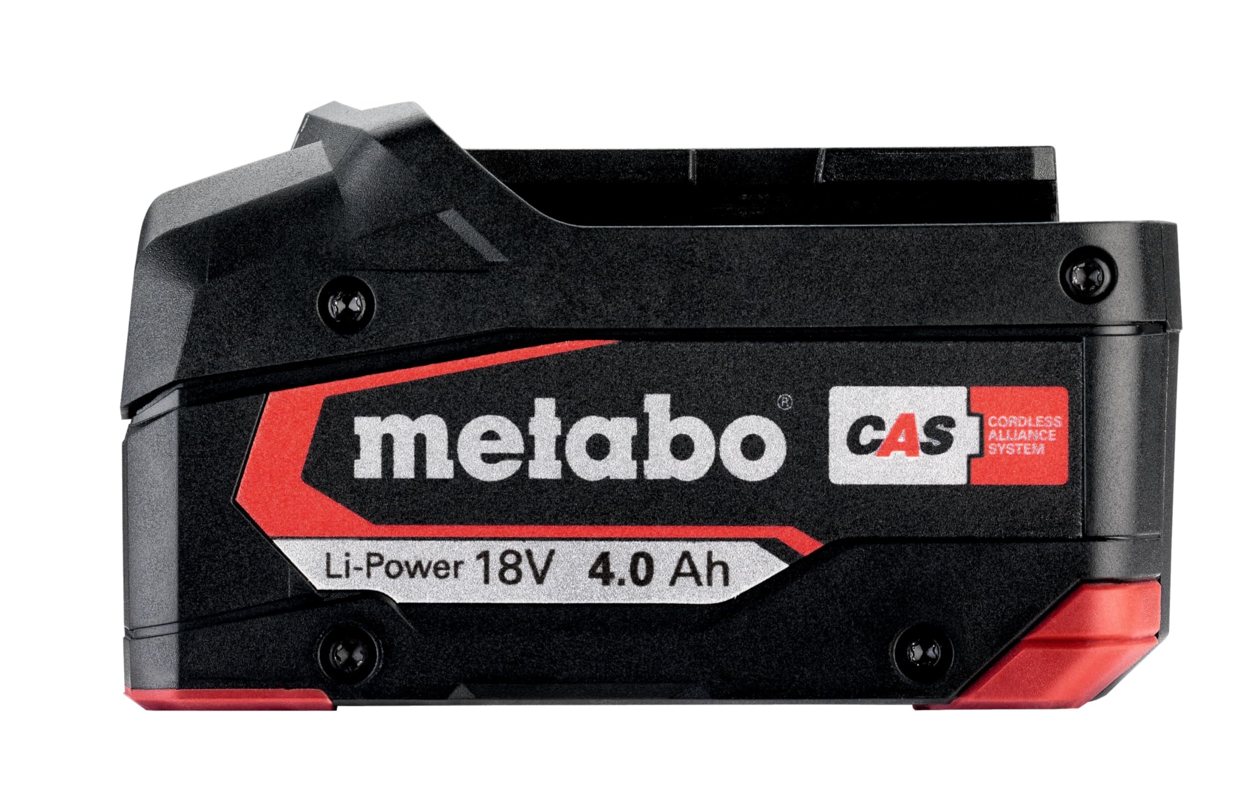 metabo LiPOWER Akkupack - 18 V, 4.0 Ah - Langlebiger, leistungsstarker Akku mit AIR COOLED Technologie und Kapazitätsanzeige, elektronische Einzelzellenüberwachung - Kompatibel mit allen CAS Marken 3