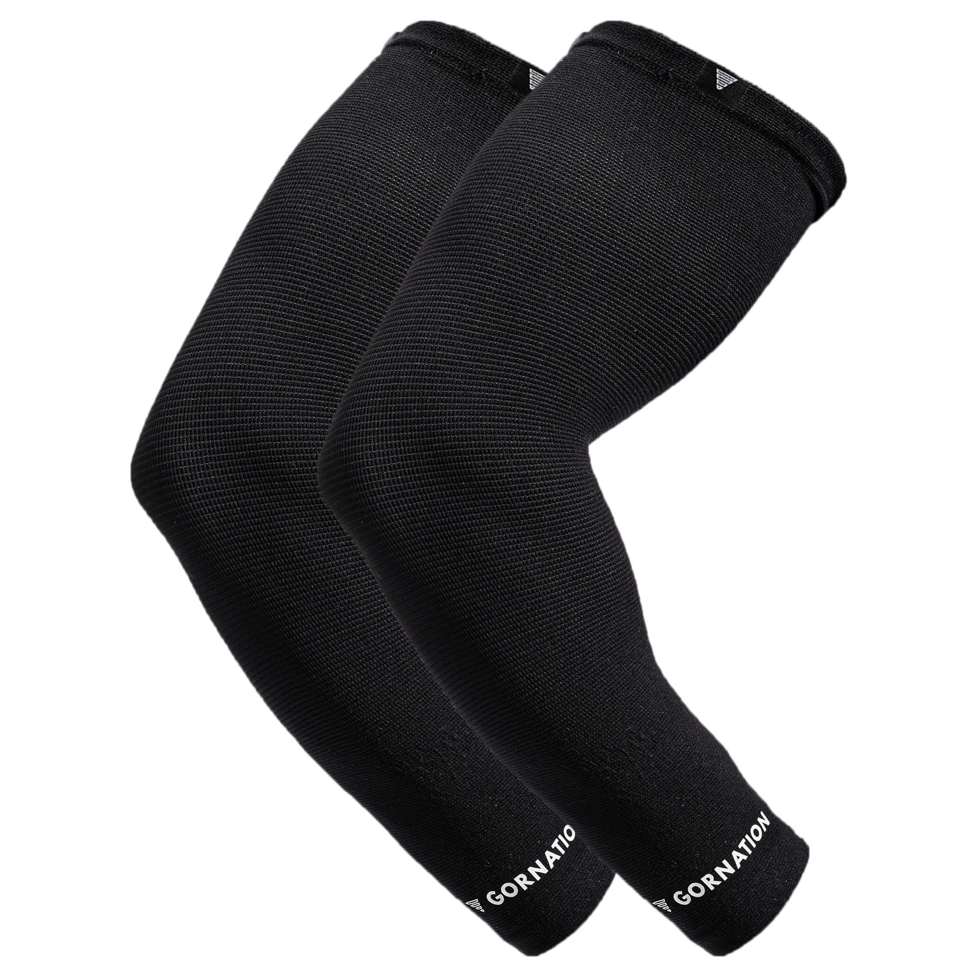 GORNATION Arm Sleeves - Premium Long Elbow Supports for Men & Women - Elastic Compression Sleeves for Cycling, Calisthenics & Fitness - 1 Pair, Black, S