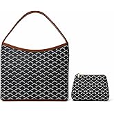 Tulvixxo Trendy Vegan Leather Hobo Tote Bag for Women, Large Shoulder Handbag with Pouch, Everyday Work Purse with Brown Trim Design