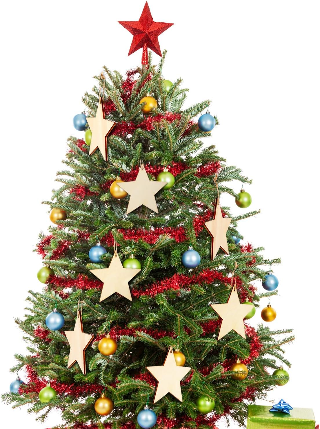 60 Pieces Natural Wooden Star Cutouts Shape Wooden Star Embellishments and 60 Pieces Natural Twine for Christmas Home Party Decoration - Image 4