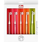 Prym Ergonomic Crochet Hook Set, 5 Pc (E, G, 7, H, J) | Ergonomic Crochet Hooks for Smooth Stitches, Even Tension, &amp; Reduced Hand Fatigue for Beginners &amp; Experienced Crocheters