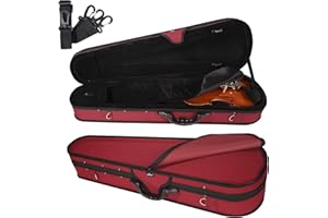 ADM 4/4 Full Size Violin Hard Case Basic Professional Triangular Shape Backpack, Super Light Suspension, Red