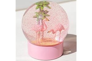 ANGELLOONG Pink Flamingo Snow Globe for Kids Girls, Originality 3D Flamingo Glitter Glass Snow Globes for Valentines Home Decor, 100MM