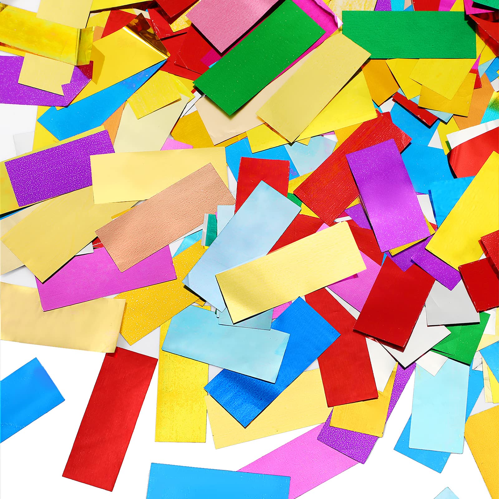 Photo 1 of HyDren 300 Grams Rectangle Metallic Confetti Multicolor Foil Sprinkles Table Confetti for Baby Shower Clubs Weddings Birthday Celebrations Fiesta Party Decor, 0.79 x 1.97 Inch