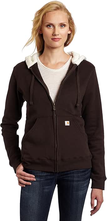 Carhartt Women's Sherpa Hooded Sweatshirt, Dark Brown (Closeout), Large at Amazon Womenâs 