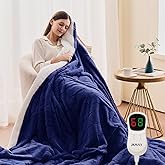 Heated Electric Blanket- Electric Throw Blanket 72"x84" for Bed- Heated Blanket with 5 Heating Levels& 4 Hours Auto Off for Home Office - Soft Faux Fur Heating Blanket for Full Body(Navy Blue)