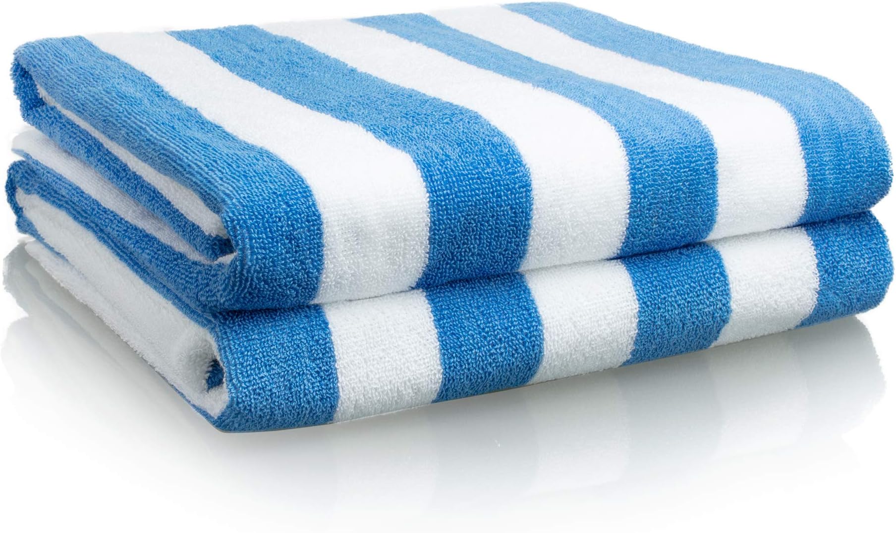 Oversized Beach Towel - Premium Large Beach Towel (30 x 70 Inches) - Cabana Stripe Pool Towels - 100% Cotton XL Towels Available in Blue and Yellow (Blue - 2 Pack)