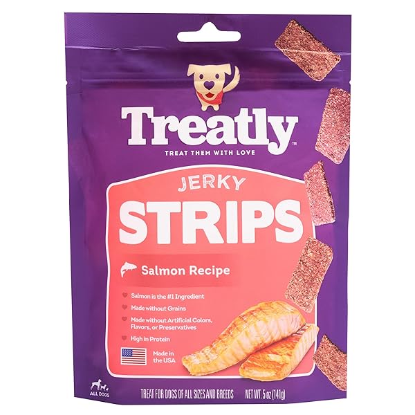 TREATLY JERKY STRIPS DOG TREATS – SALMON FLAVOR,...