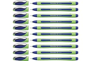 Schneider Xpress Premium Fineliner, 0.8 mm Porous Point, Light Green Barrel, Blue Ink, Box of 10 Pens (190003)