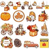 24 Pcs Fall Thanksgiving Ornaments for Small Tree Wood, Both Side Printing Fall Thanksgiving Christmas Tree Decorations and Ornaments for Autumn Harvest Party Home Indoor Outdoor Decor