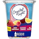 Crystal Light Lemonade, Cherry Pomegranate, Raspberry Lemonade & Wild Strawberry Powdered Drink Mix Singles Variety Pack (44 