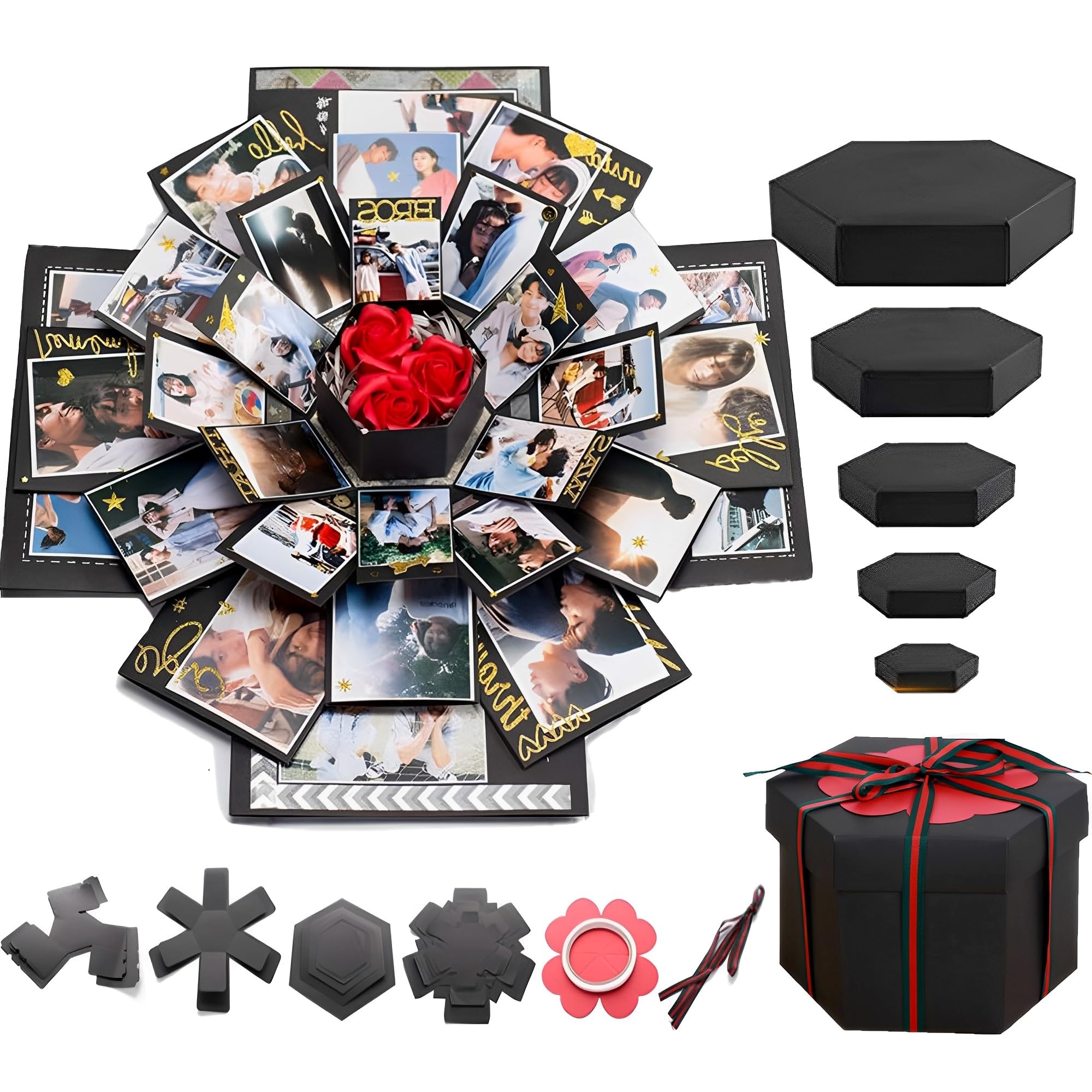 DXIA Explosion Box, Creative Explosion Box, DIY Handmade Photo Album, Scrapbooking Gift Box, Handmade Surprise Box, for Birthday Valentine's Day Anniversary Wedding Christmas Festival, Birthday Gift