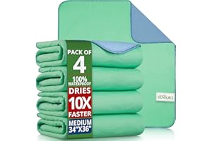 SIMPLY SENIORS Bed Pads Washable Waterproof 34"x36"- Pack of 4 Incontinence Bed Pads & Washable Pee Pads for Adults - Dementia Products for Elderly & Elderly Assistance Products - Reusable Pee Pads for Dogs & Kids