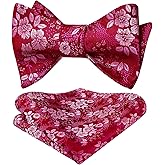 HISDERN Bow Ties for Men Floral Bowties Mens Self Tie Bow Tie Handkerchief Jacquard Woven Bowtie Pocket Square Set