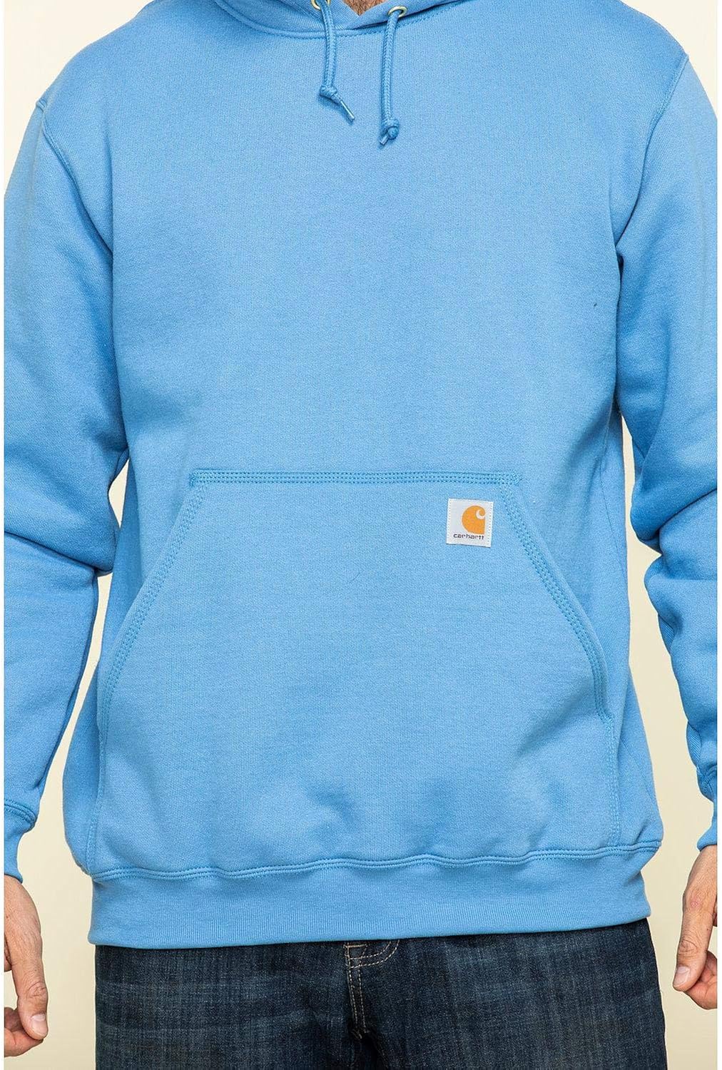 Carhartt Men's Midweight Sleeve Logo Hooded Sweatshirt, French Blue, 4X-Large: Clothing